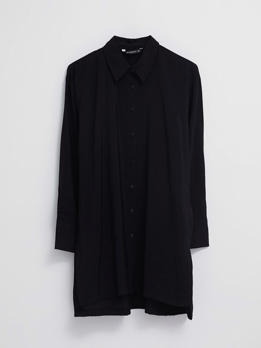 قميص تونيك للسيدات كم طويل سادة-5