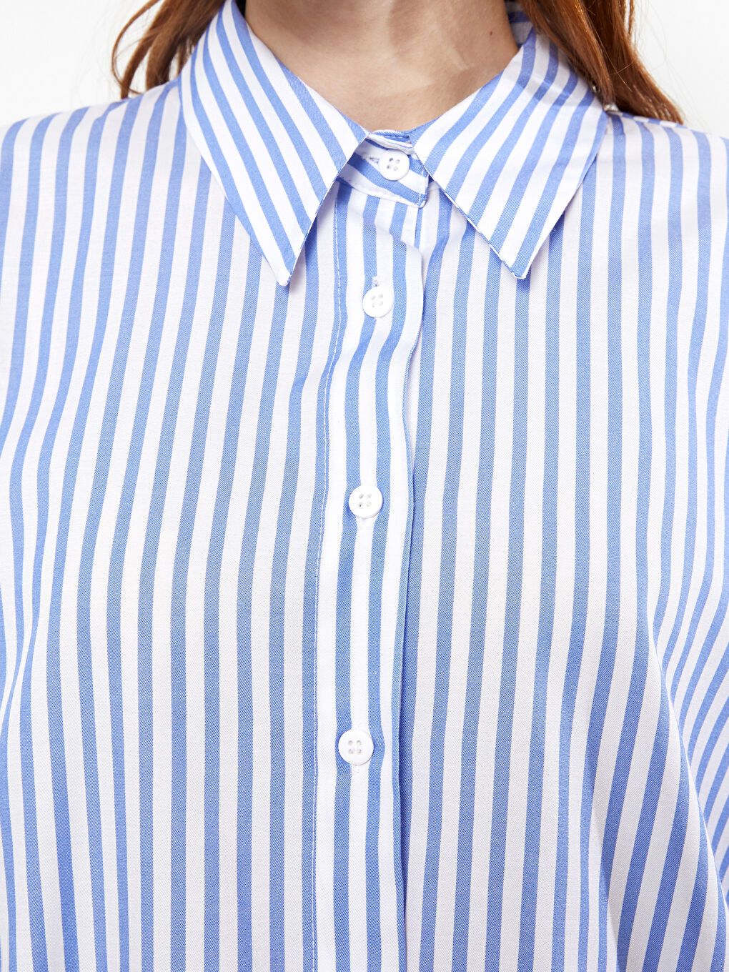 Mavi Çizgili Kadın Gömlek Tunik-3