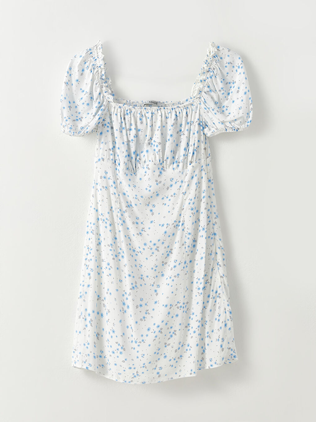 Rochie pentru Femei din Piele Ecologică cu Mânecă Scurtă și Guler Pătrat, cu Imprimeu-5