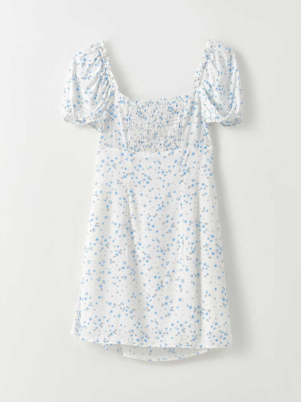 Rochie pentru Femei din Piele Ecologică cu Mânecă Scurtă și Guler Pătrat, cu Imprimeu-6