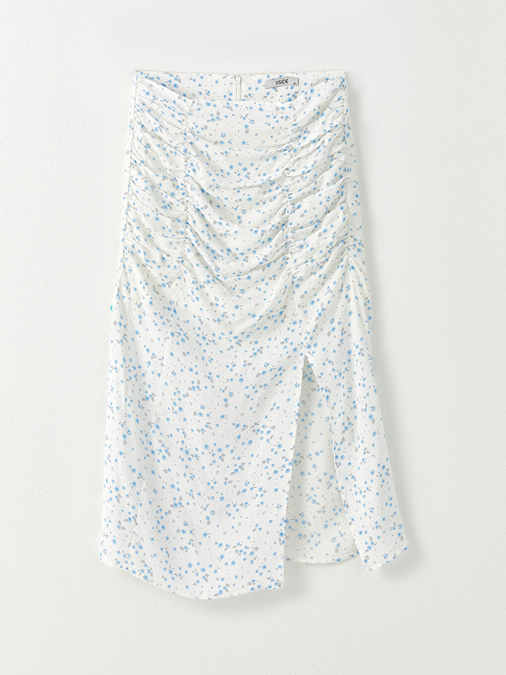 Beyaz Çiçekli Viskon Kadın Etek-5