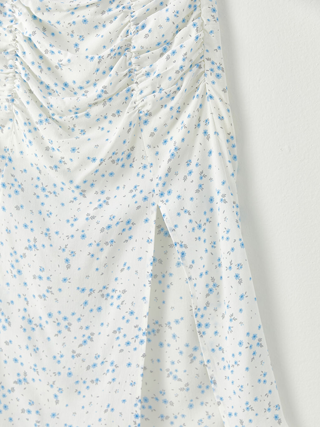 Beyaz Çiçekli Viskon Kadın Etek-7