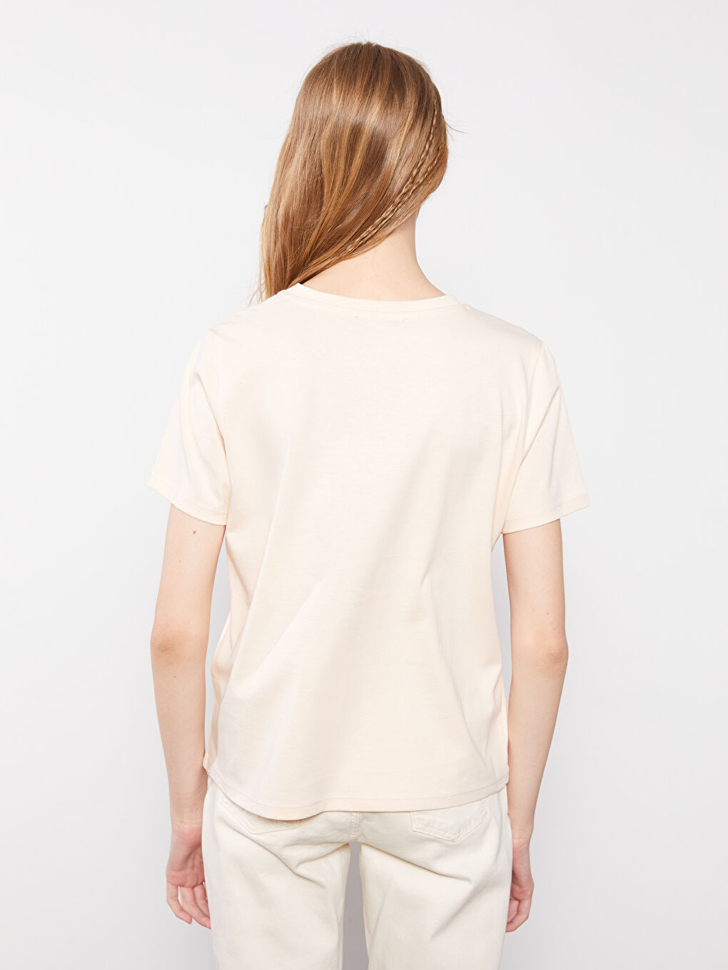 Crew Neck Printed Short Sleeve Cotton Women's T-shirt-4