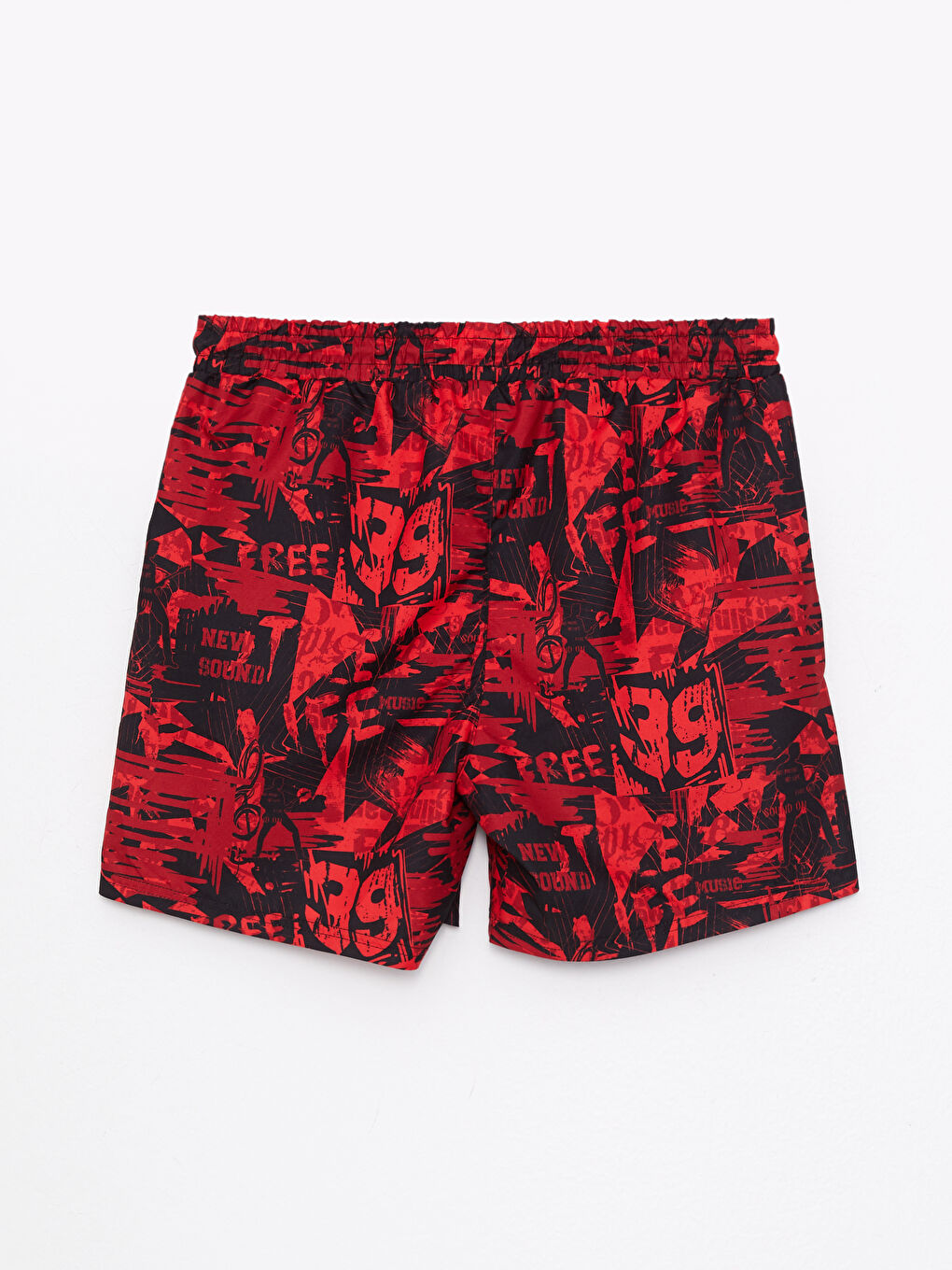 Kırmızı Kısa Boy Desenli Erkek Deniz Şortu-6