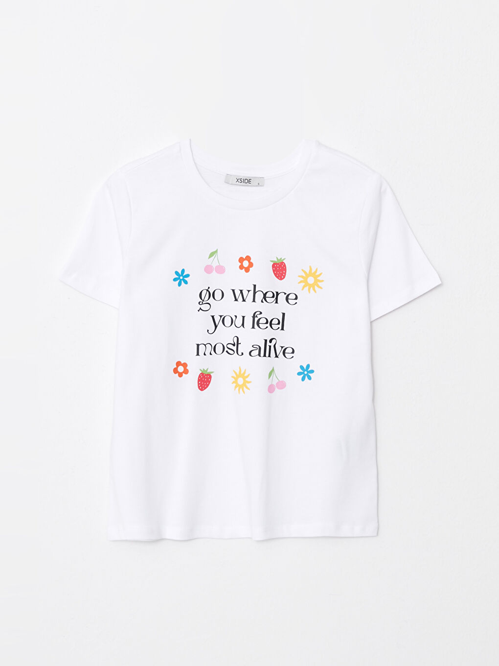 Crew Neck Printed Short Sleeve Women's Crop Top-5