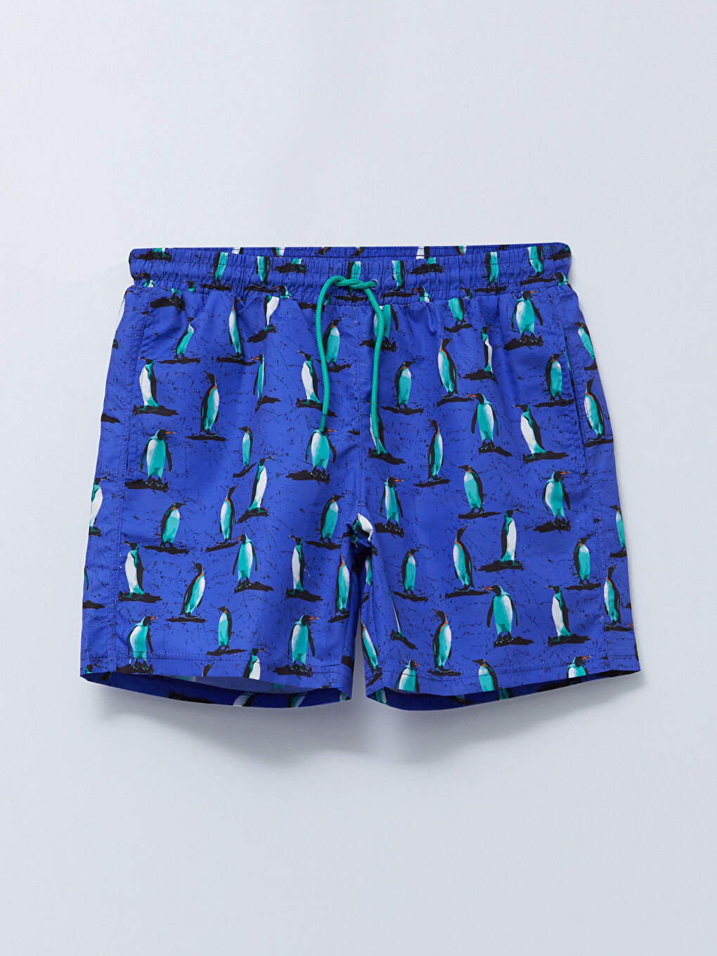 Mor Kısa Boy Baskılı Erkek Deniz Şortu