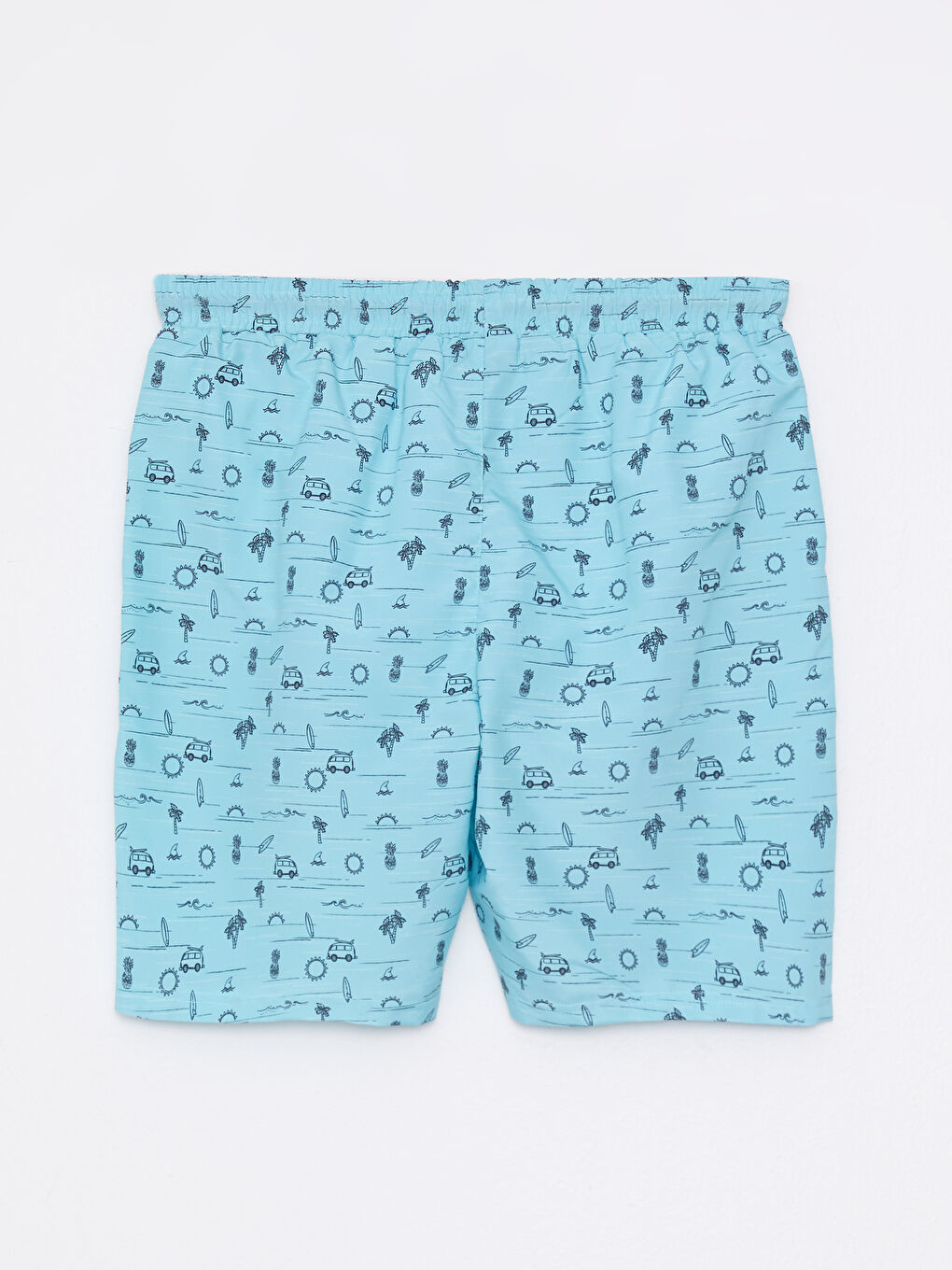 Turkuaz Diz Hizası Boy Desenli Erkek Deniz Şortu-5