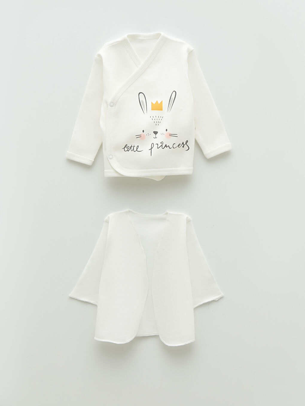 Ekru Monello Baskılı Pamuklu Kız Bebek Kutulu Hastane Seti 10'lu-3