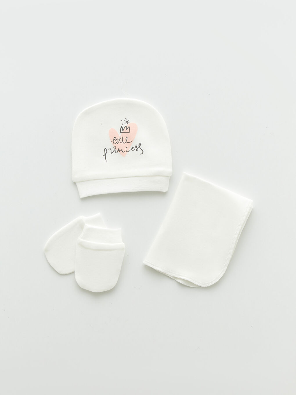 Ekru Monello Baskılı Pamuklu Kız Bebek Kutulu Hastane Seti 10'lu-7