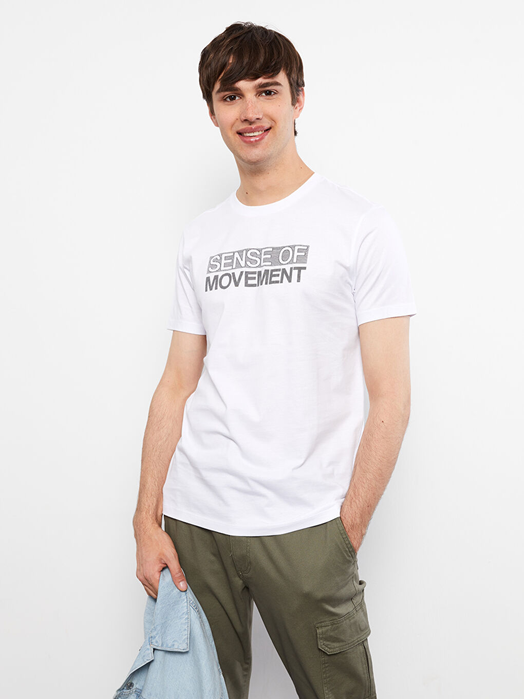 XSIDE T-shirt pour hommes en coton peigné imprimé à manches courtes et col rond -S2J630Z8-Q6K