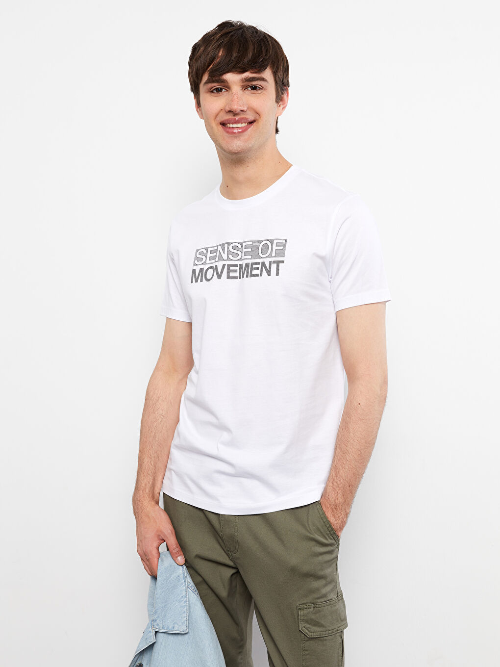 XSIDE T-shirt pour hommes en coton peigné imprimé à manches courtes et col rond -S2J630Z8-Q6K
