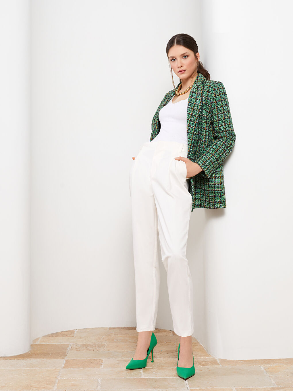 High Waist Standard Fit Women's Pocket Detailed Trousers-1