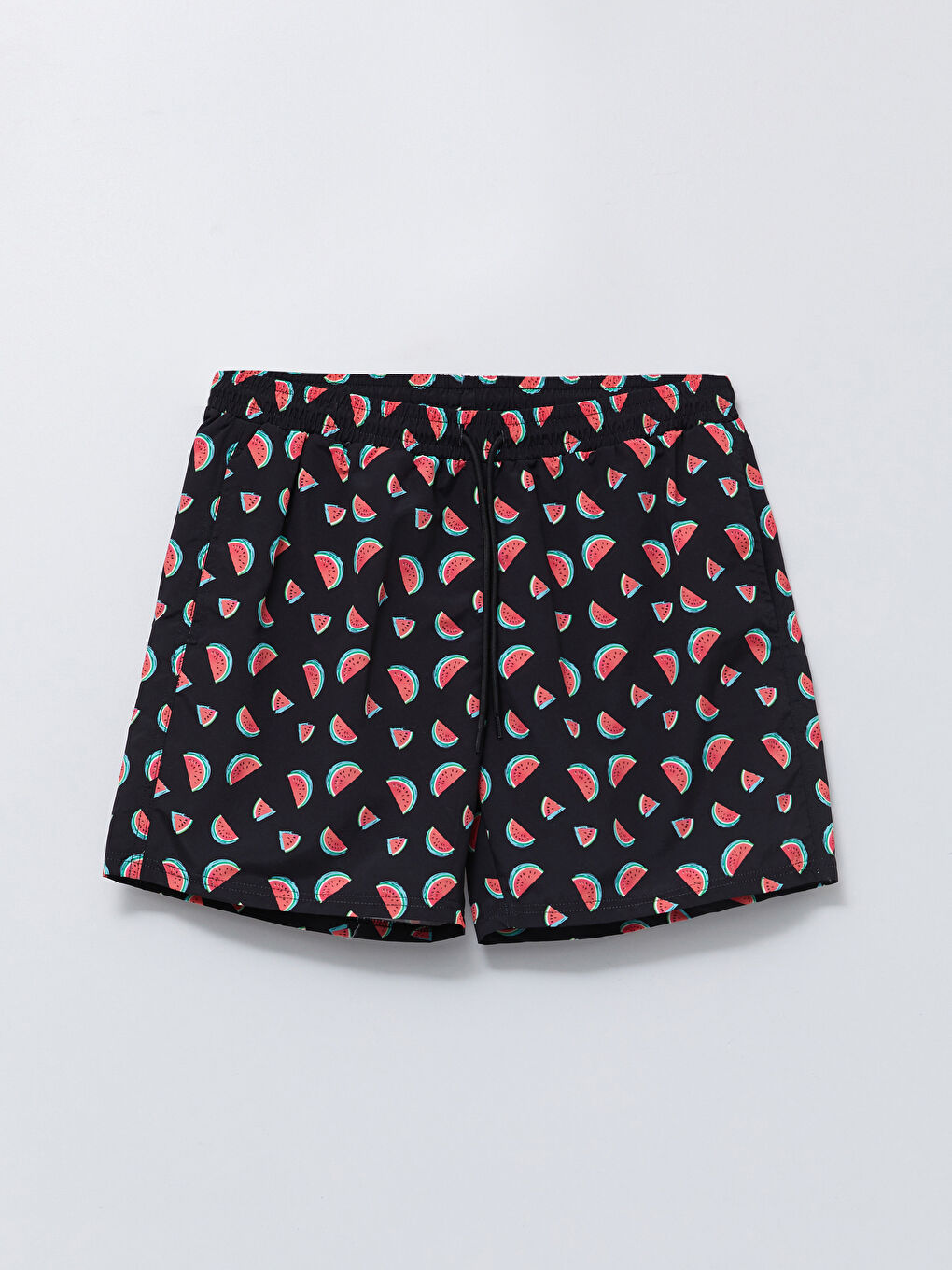 Siyah Kısa Boy Baskılı Erkek Deniz Şortu-5
