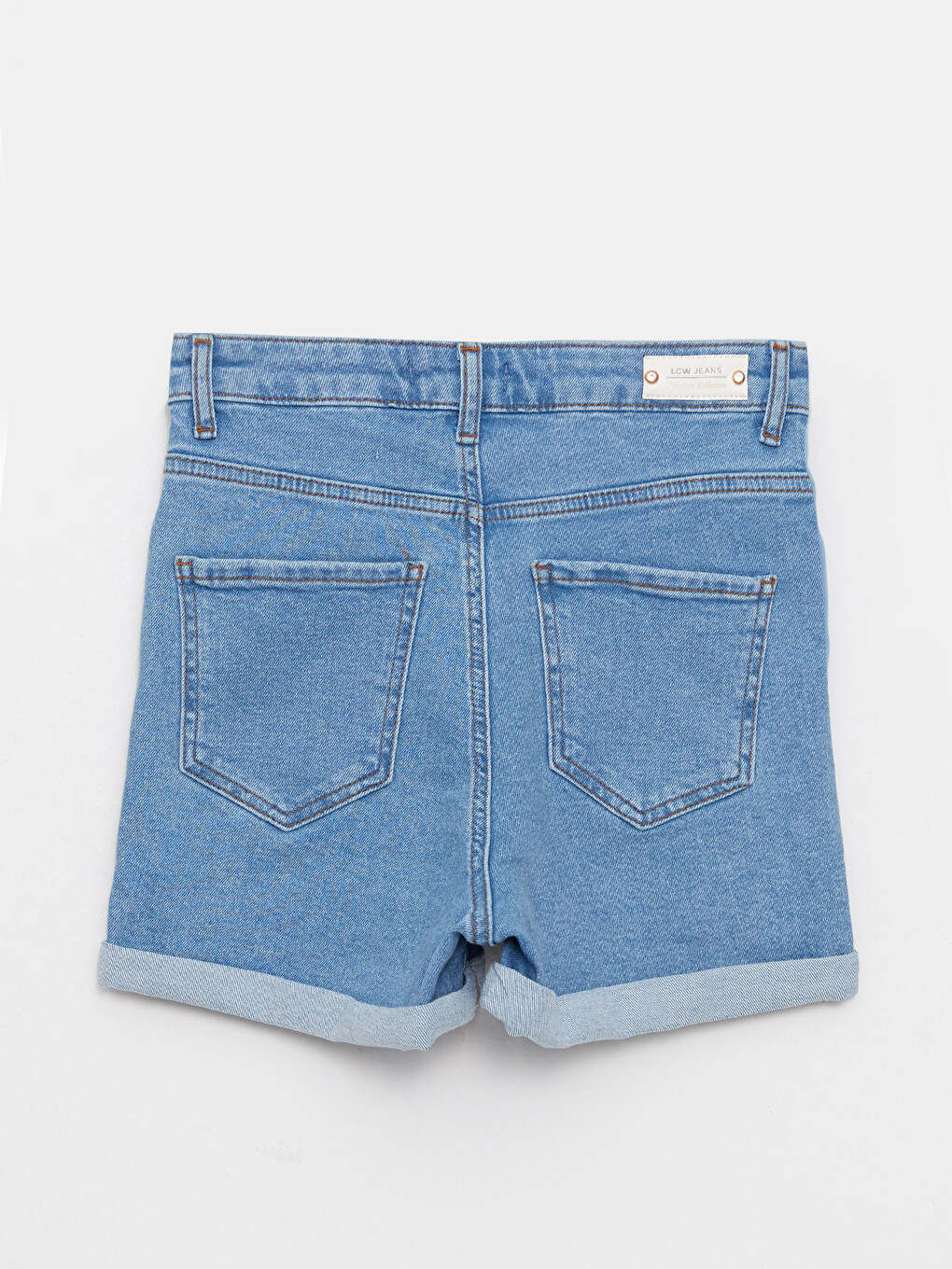 İndigo Yüksek Bel Mom Fit Cep Detaylı Kadın Rodeo Jean Şort-6