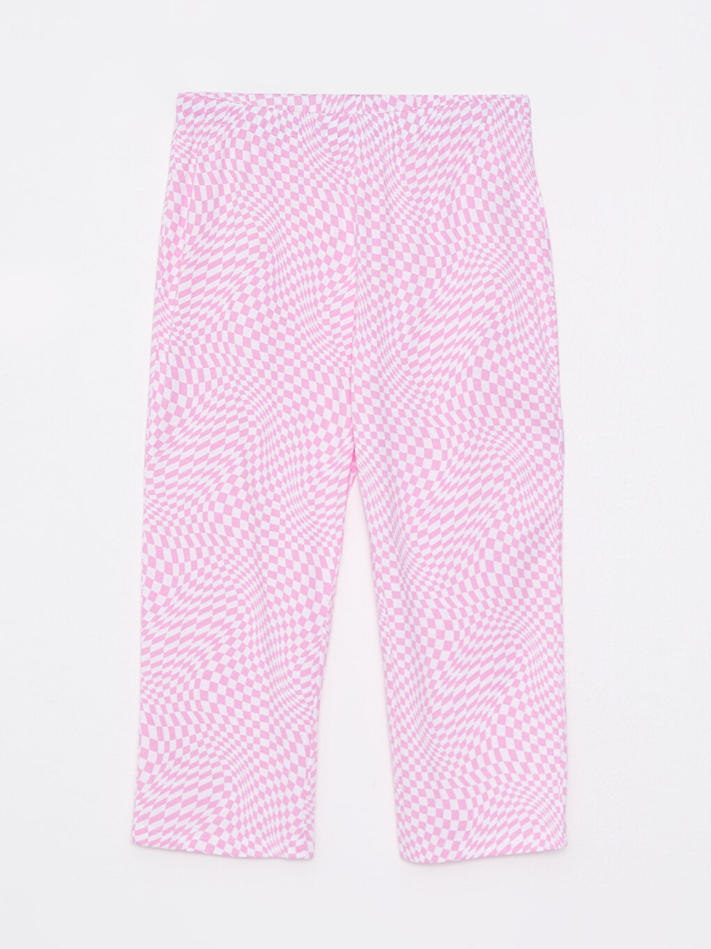 Pembe Bisiklet Yaka Desenli Kısa Kollu Pamuklu Kadın Pijama Takımı-8