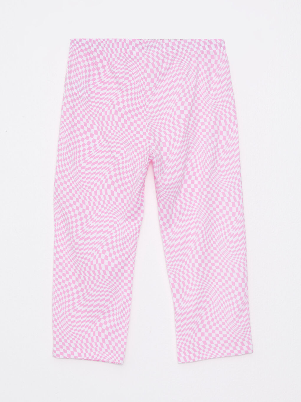 Pembe Bisiklet Yaka Desenli Kısa Kollu Pamuklu Kadın Pijama Takımı-9