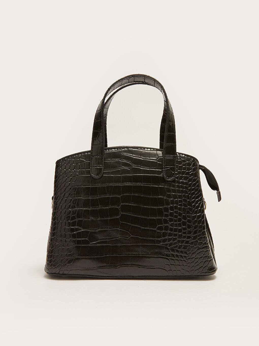 Siyah Deri Görünümlü Kadın Kol Çantası-4