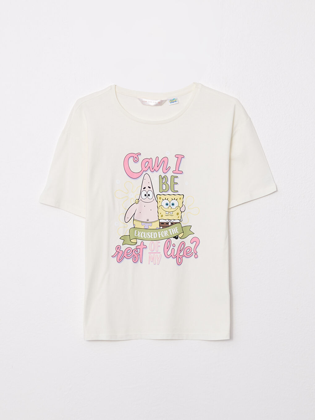Crew Neck SpongeBob Printed Short Sleeve Cotton Women's Pajamas Set-6
