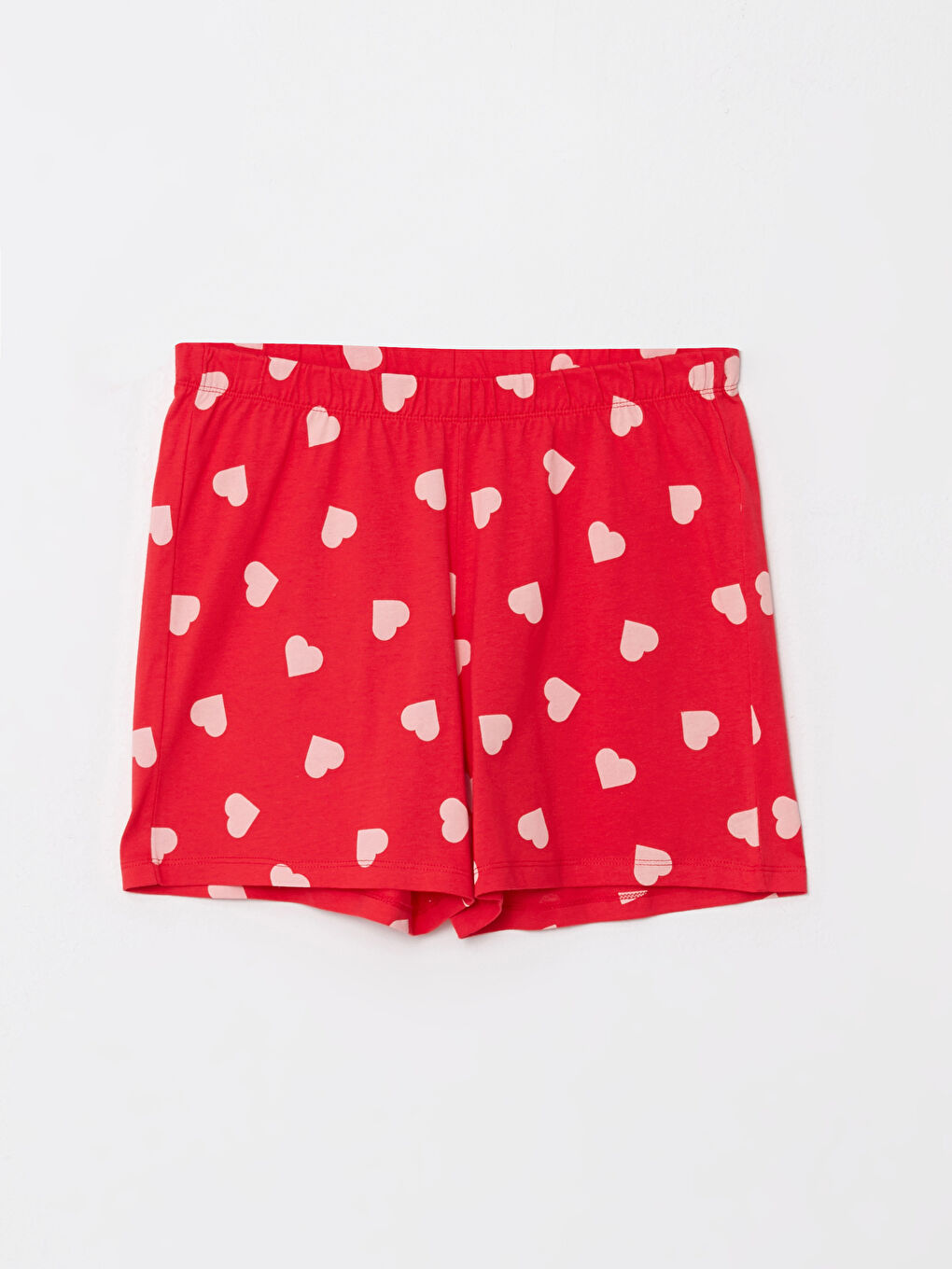 Kırmızı Bisiklet Yaka Minnie Mouse Baskılı Kısa Kollu Pamuklu Kadın Pijama Takımı-7