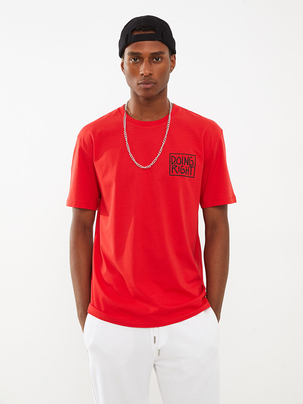 Crew Neck Short Sleeve Printed Combed Cotton Men's T-shirt