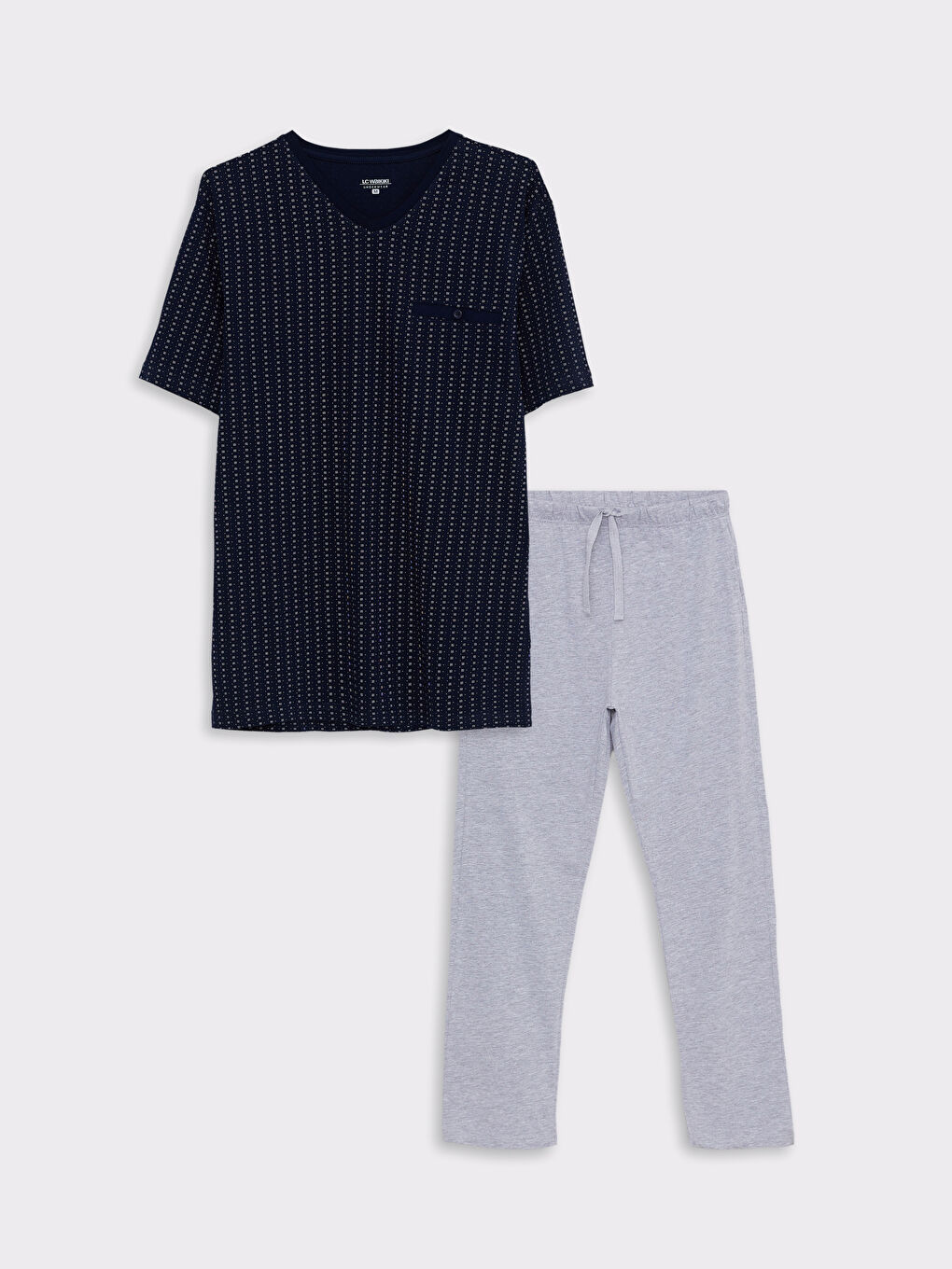 Lacivert Baskılı Pijama Takım