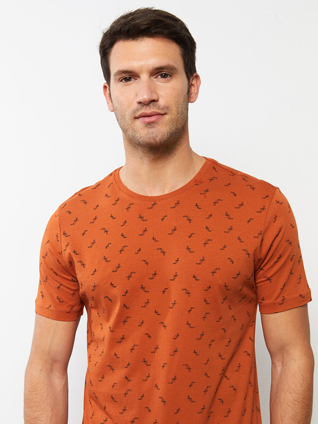 Turuncu Standart Kalıp Erkek Şortlu Pijama Takımı