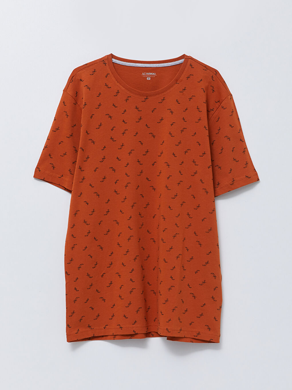 Turuncu Standart Kalıp Erkek Şortlu Pijama Takımı-6