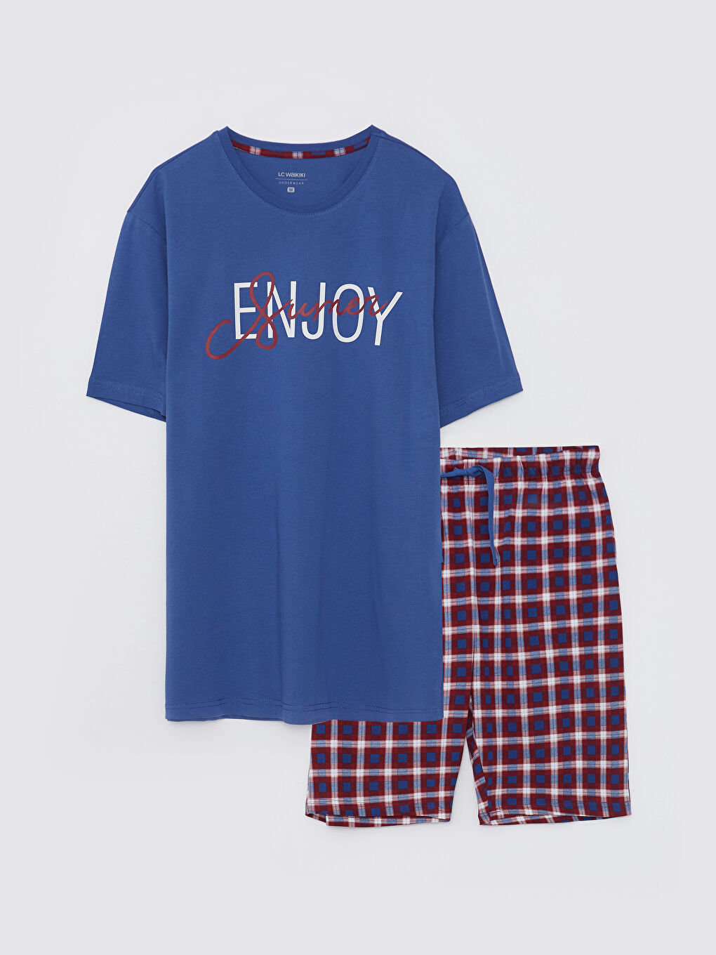 Kırmızı Standart Kalıp Erkek Şortlu Pijama Takımı