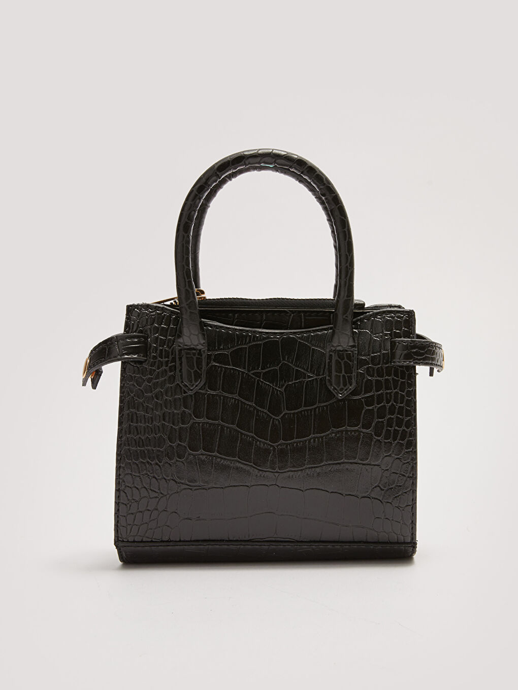 Siyah Deri Görünümlü Kadın Çapraz Çanta-1