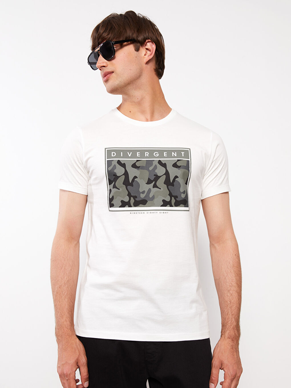 XSIDE Crew Neck Short Sleeve Printed Combed Cotton Men's T-shirt -S2J813Z8-EEW