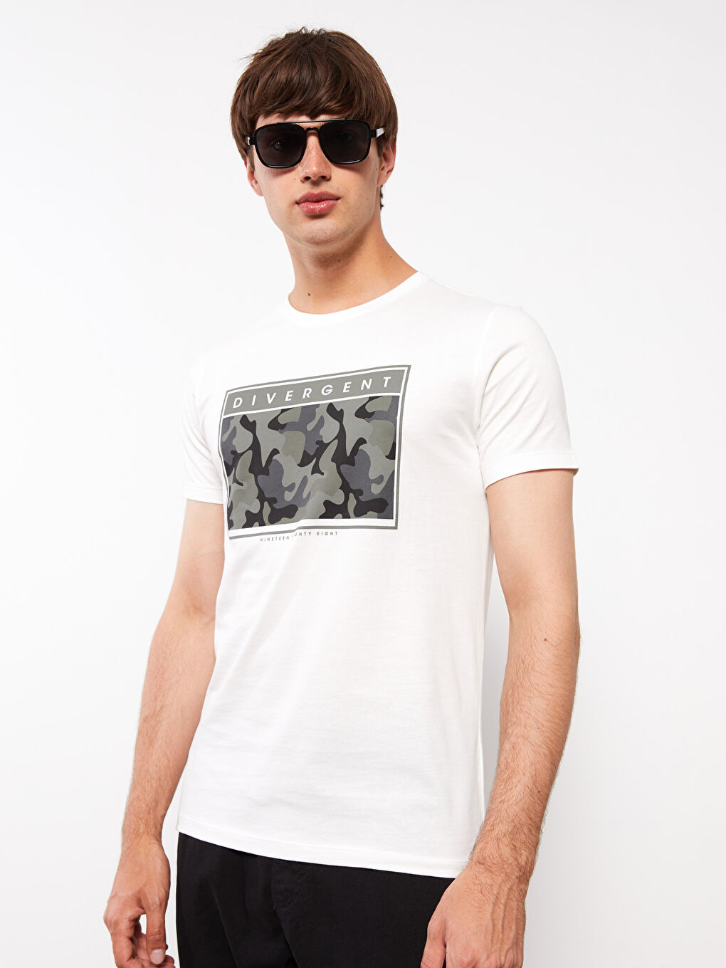 XSIDE Crew Neck Short Sleeve Printed Combed Cotton Men's T-shirt -S2J813Z8-EEW