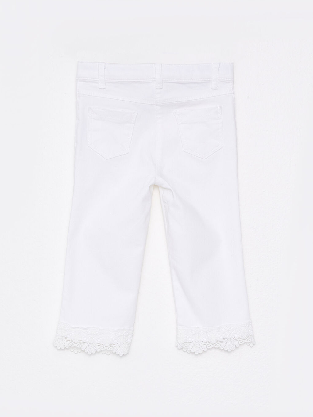 Beyaz Basic Pamuklu Kız Bebek Pantolon-1