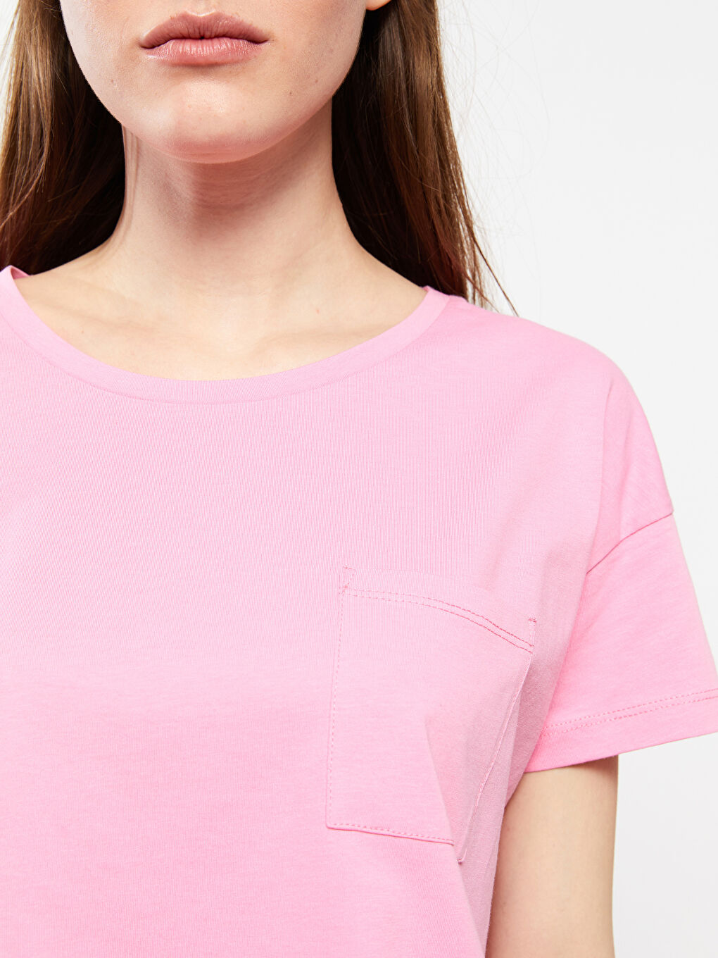 طقم بيجامة ياقة دائرية عادي كم قصير قطن للسيدات-1