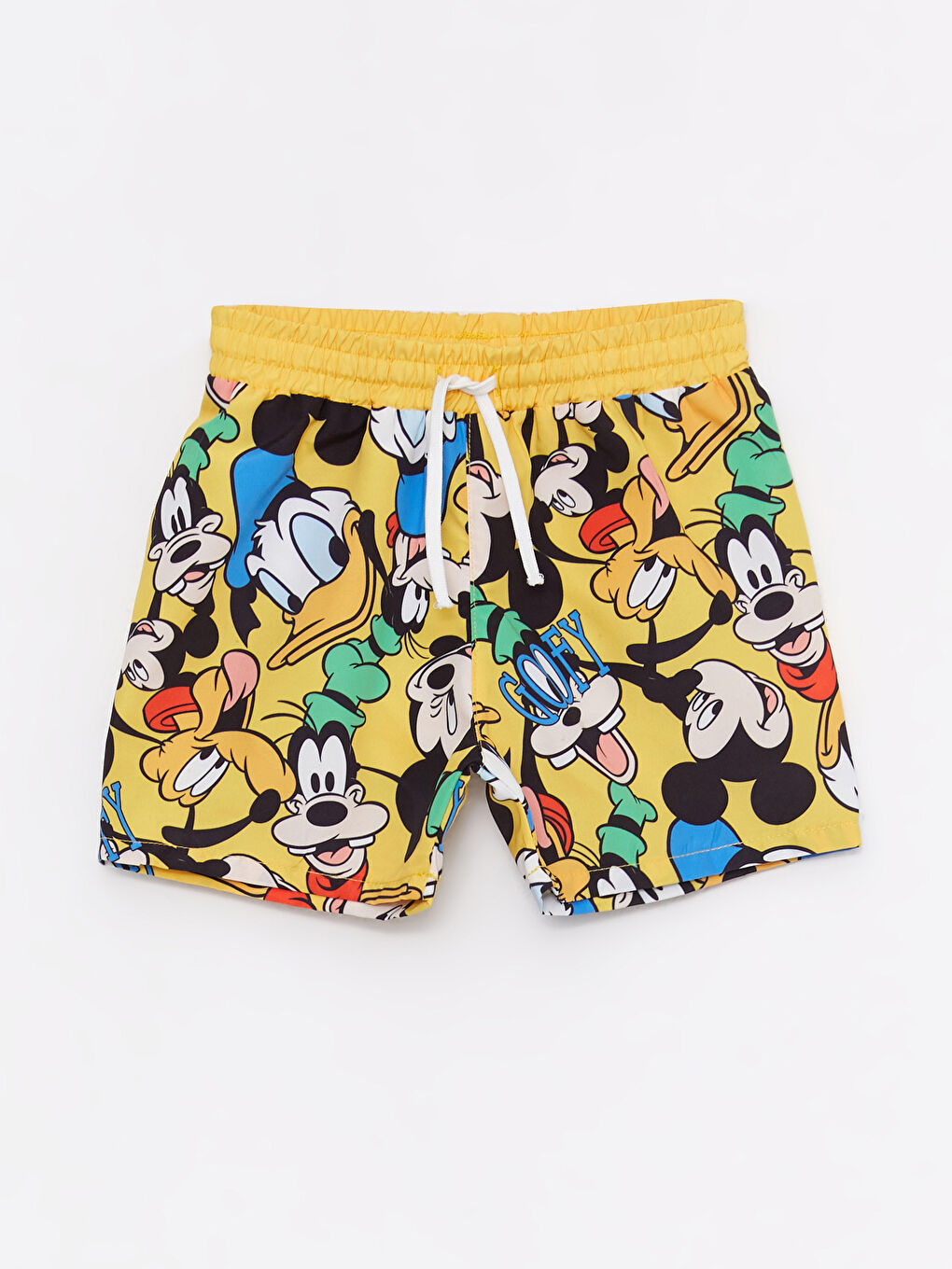 Sarı Beli Lastikli Baskılı Erkek Bebek Deniz Şortu