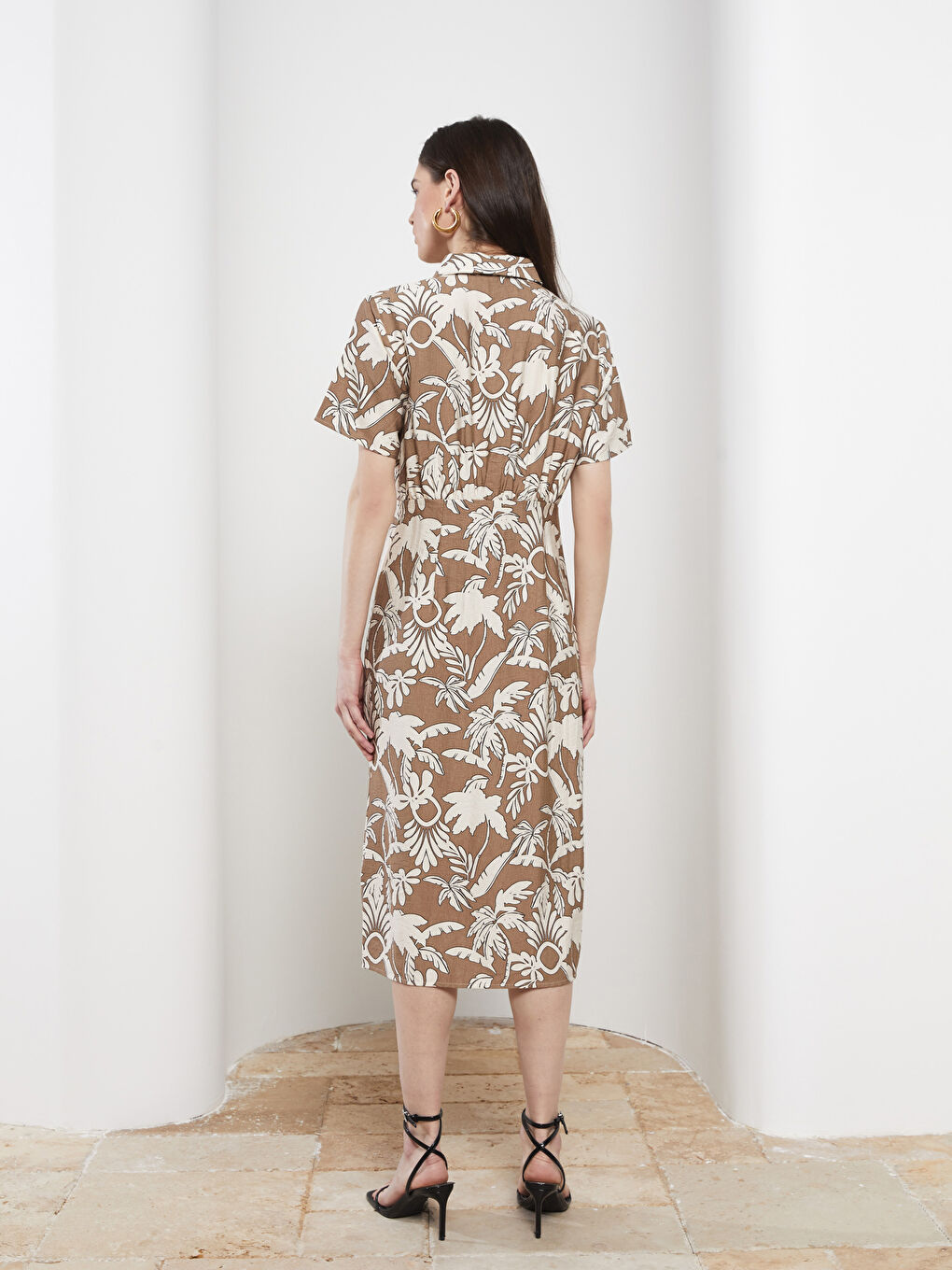 Patterned Short Sleeve Women's Shirt Dress -S2J862Z8-LQX