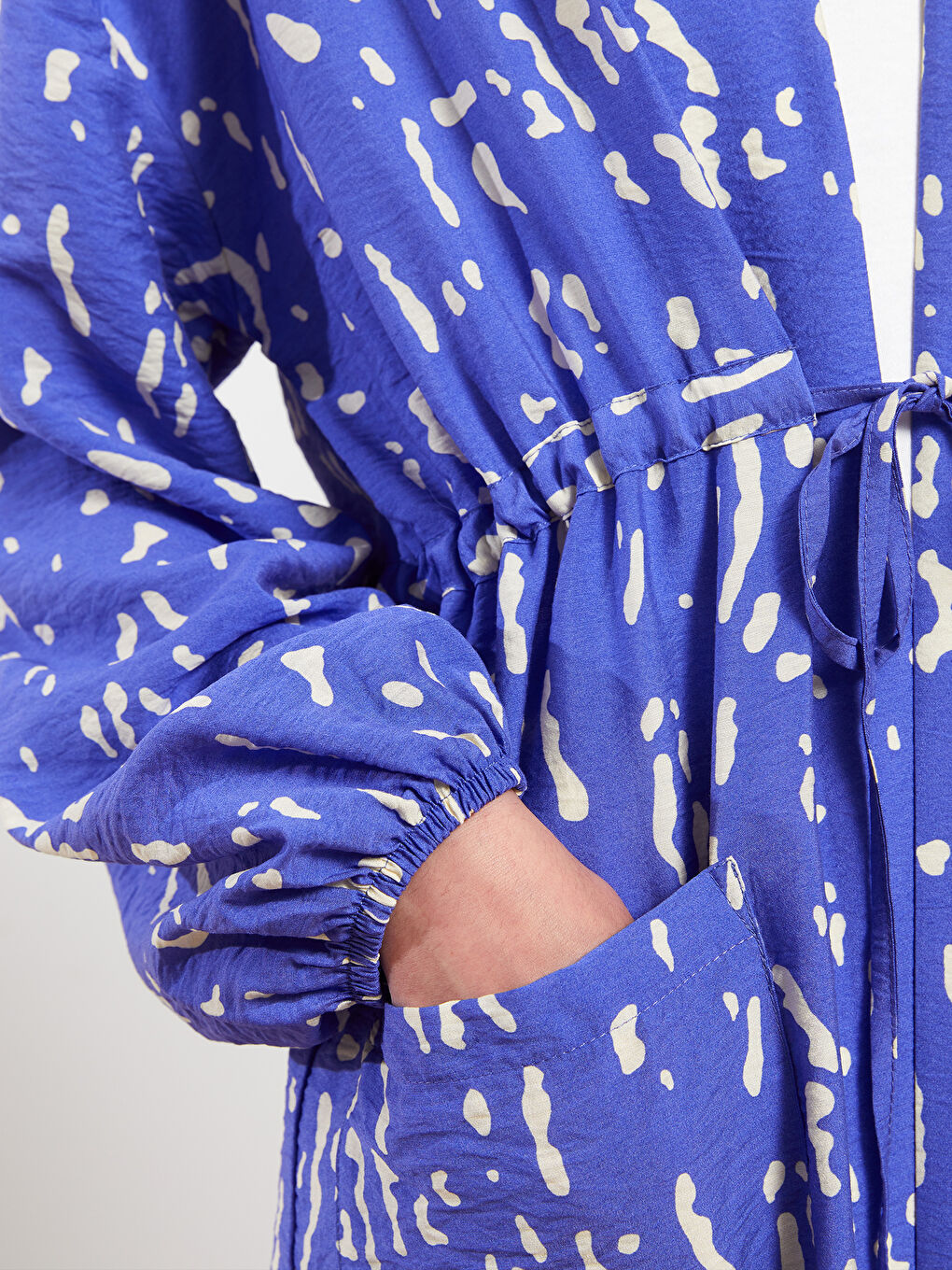 Mor Şal Yaka Desenli Uzun Kollu Kadın Kimono-3