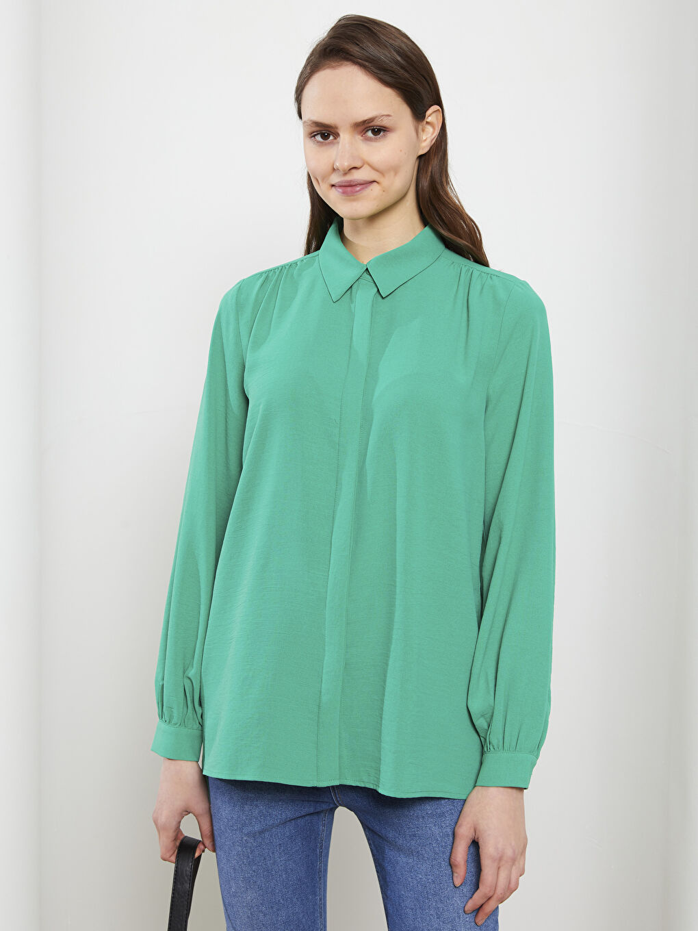 Plain Long Sleeve Women's Shirt Tunic-2