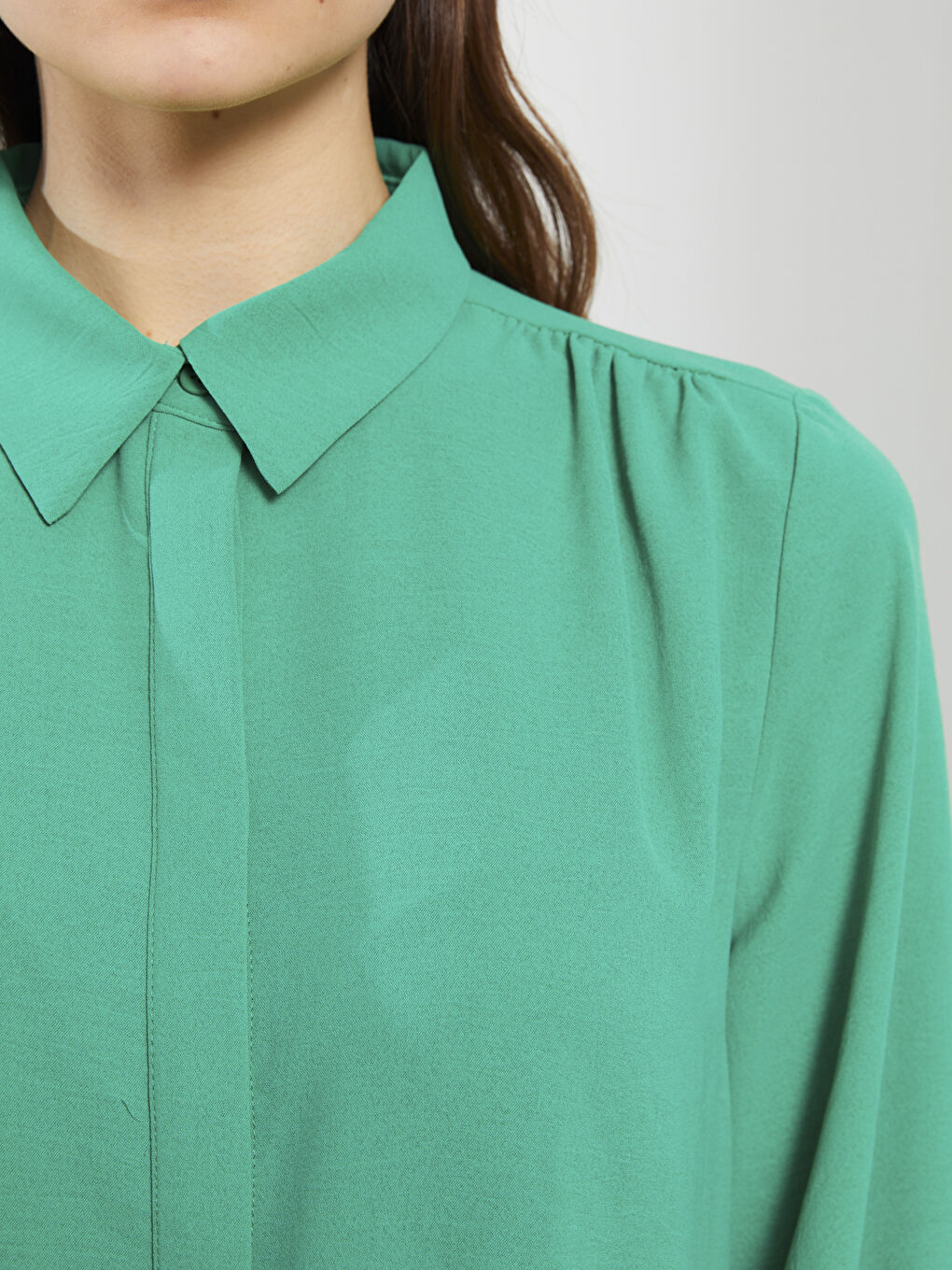 Plain Long Sleeve Women's Shirt Tunic-3