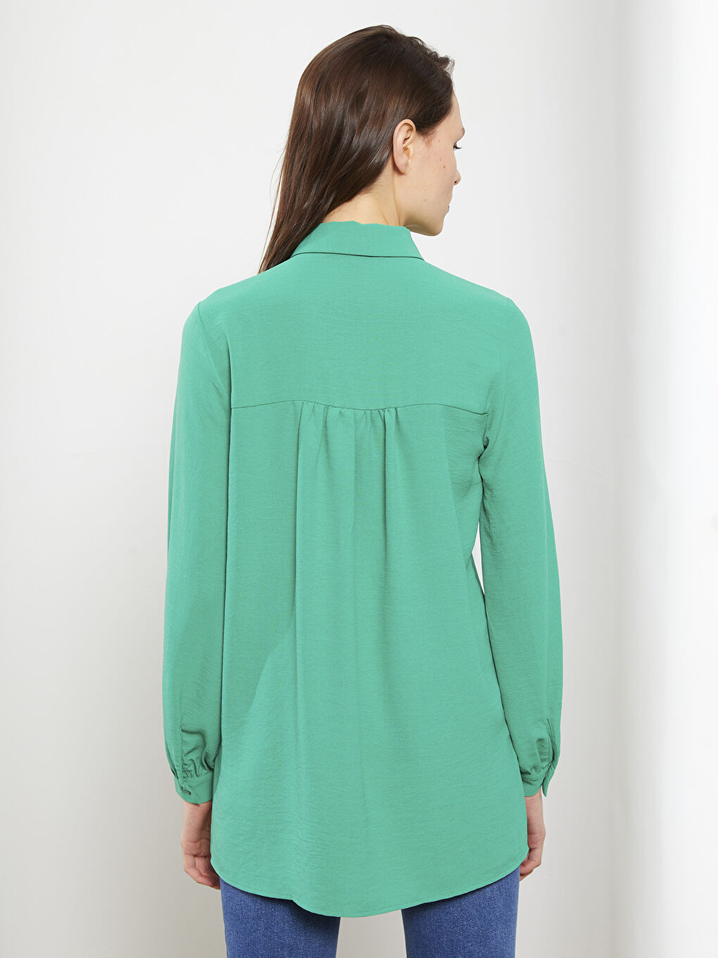 Plain Long Sleeve Women's Shirt Tunic-4