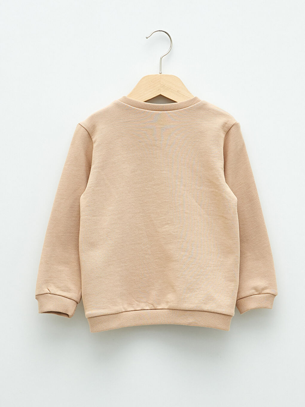 Bej Bisiklet Yaka Uzun Kollu Tazmanya Canavarı Baskılı Pamuklu Erkek Bebek Sweatshirt-1