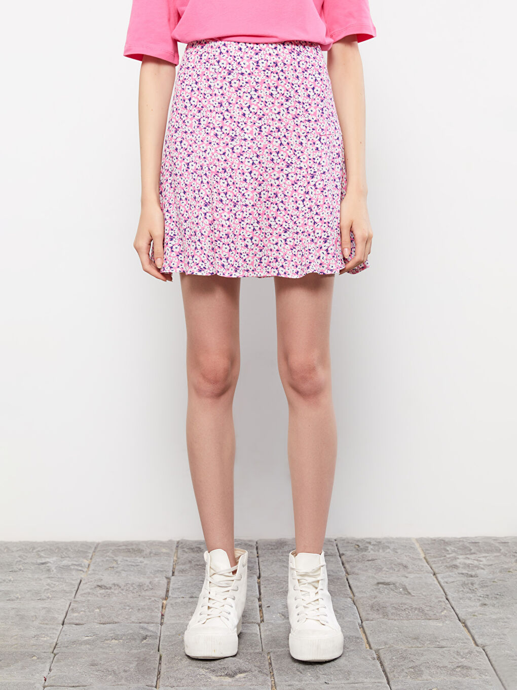 Цветна пола с цип на талията от вискоза за жени-3