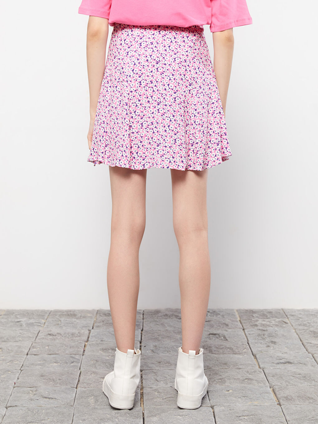 Цветна пола с цип на талията от вискоза за жени-4