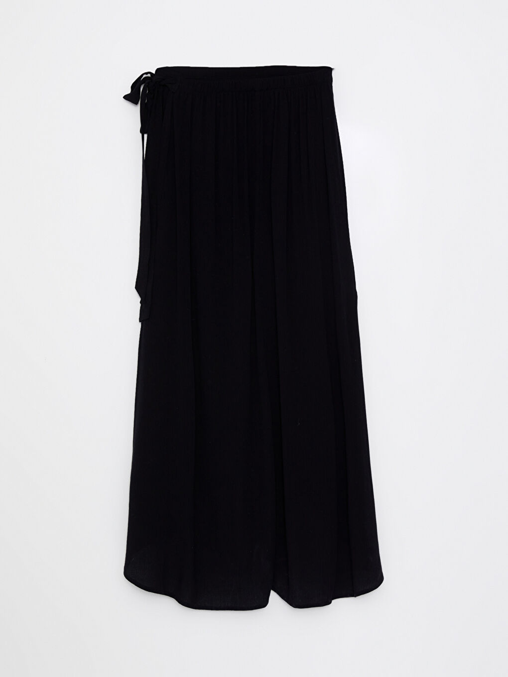 Siyah Beli Lastikli Düz Viskon Kadın Etek-6