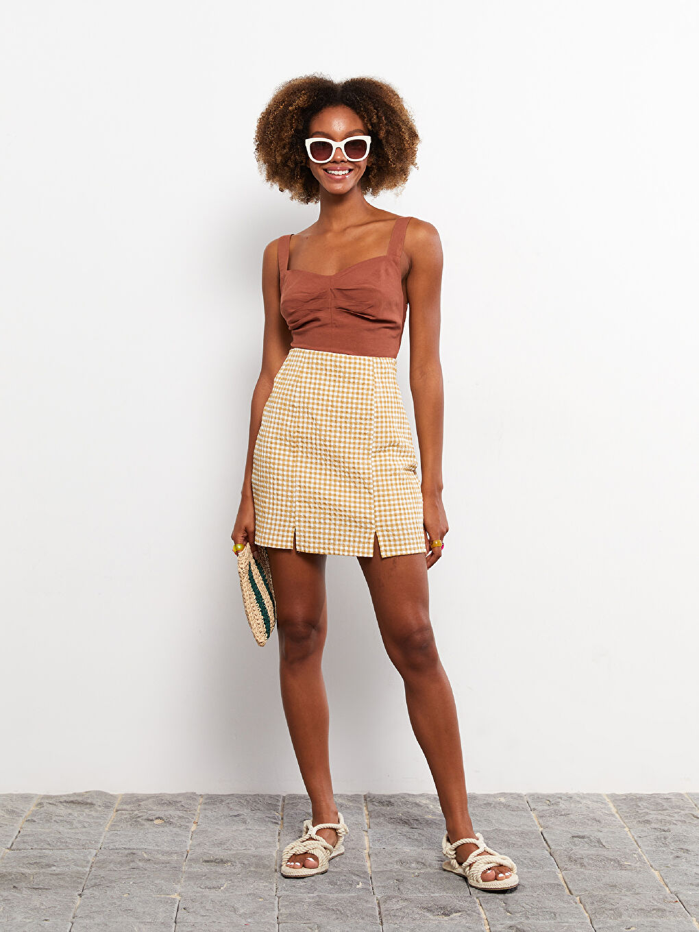 Slim Fit Plaid Women's Skirt -S2J898Z8-LLL