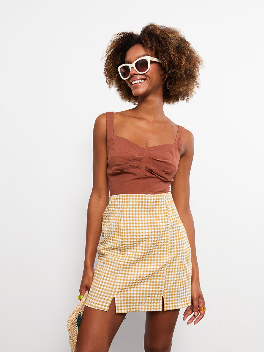 Slim Fit Plaid Women's Skirt -S2J898Z8-LLL