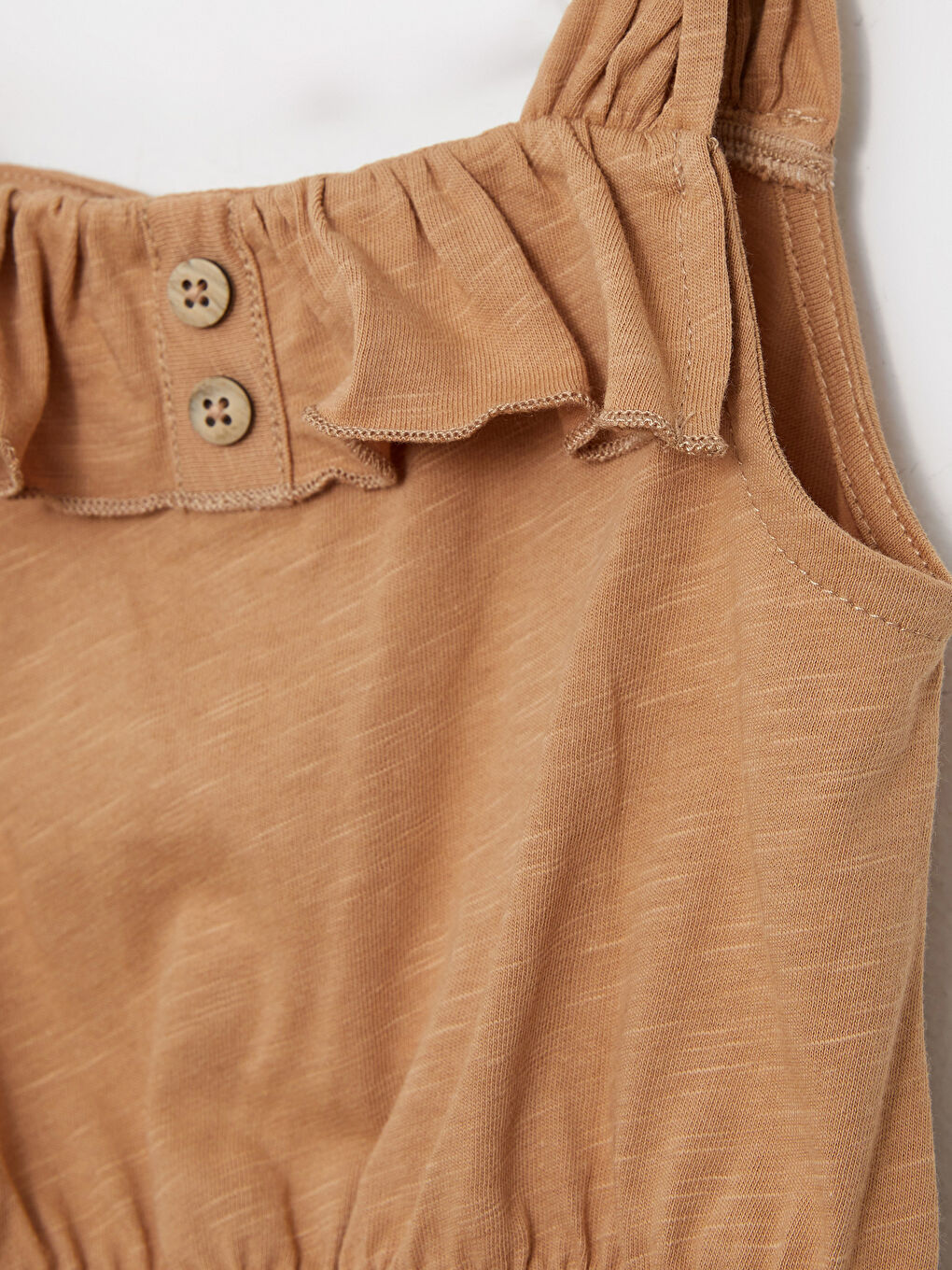 Kahverengi Kare Yaka Askılı Kız Bebek Bluz ve Pantolon 2'li Takım-5