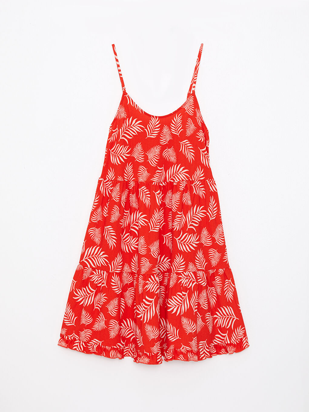 Plus Size U Neck Floral Strap Crinkle Women's Dress-5