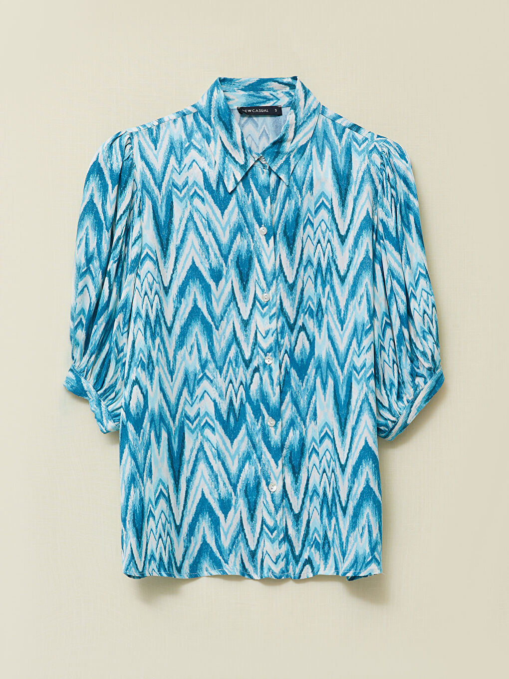 Cămașă Satinată cu Mâneci Scurte, Model cu Închidere Frontală cu Nasturi pentru Femei-5