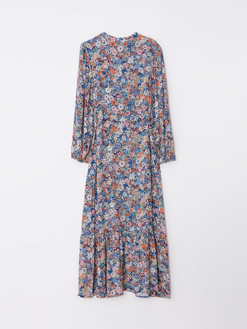 Crew Neck Patterned Long Sleeve Viscose Women Shirt Dress-7