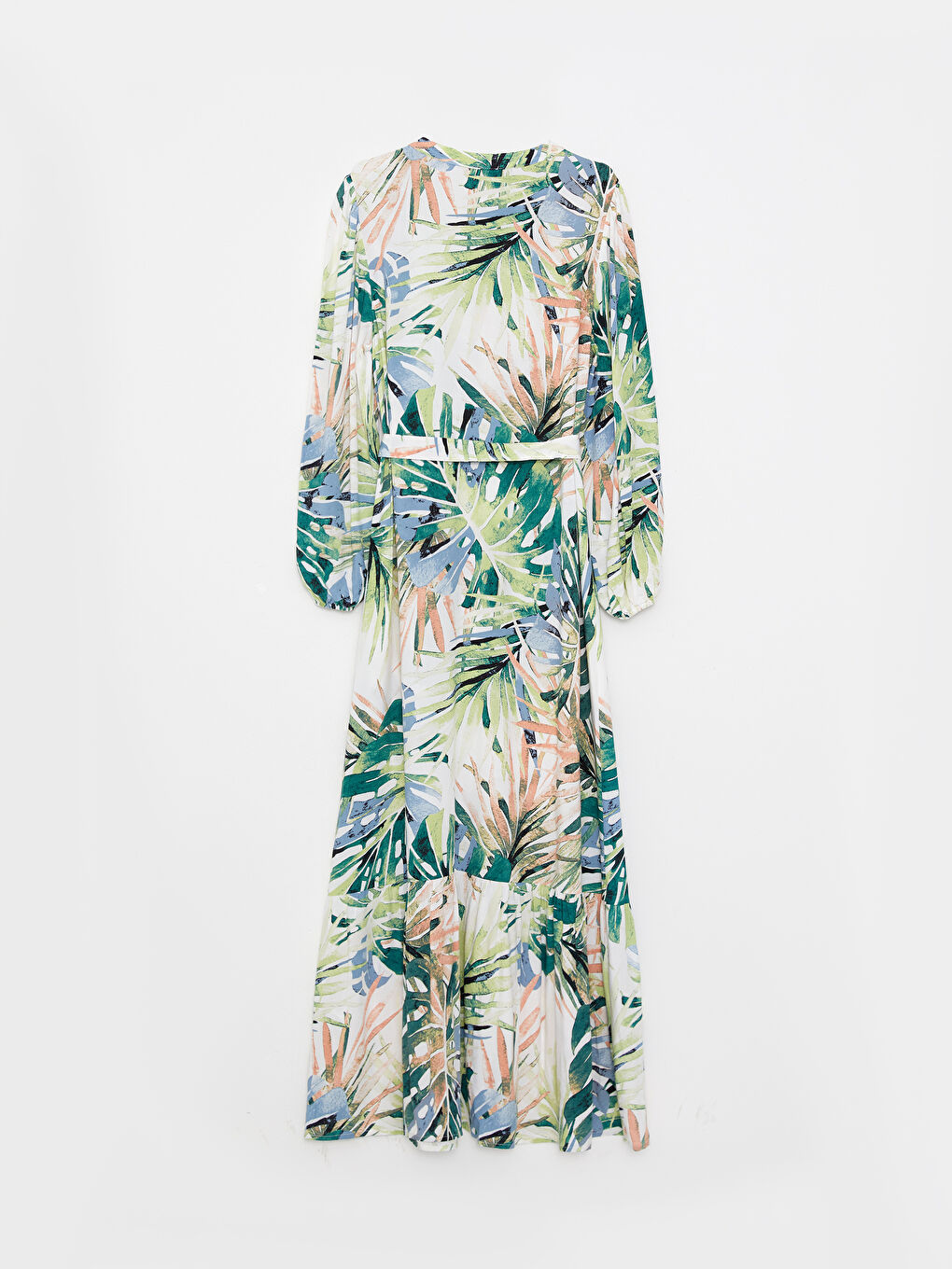 Crew Neck Patterned Long Sleeve Viscose Women Shirt Dress-6